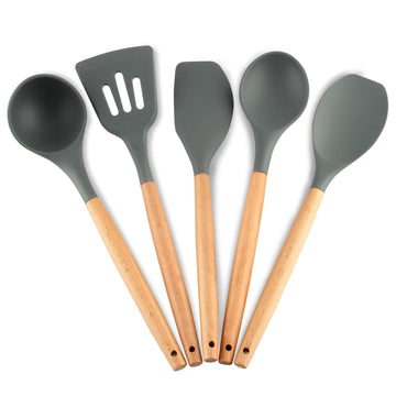 Silicone Spatula Set of 5 | Heat Resistant Flexible Spatula for Cooking, Baking & Mixing | Non-Stick Kitchen Utensils for Cookware | BPA Free, Seamless Design, Durable & Easy to Clean (Royal Grey)