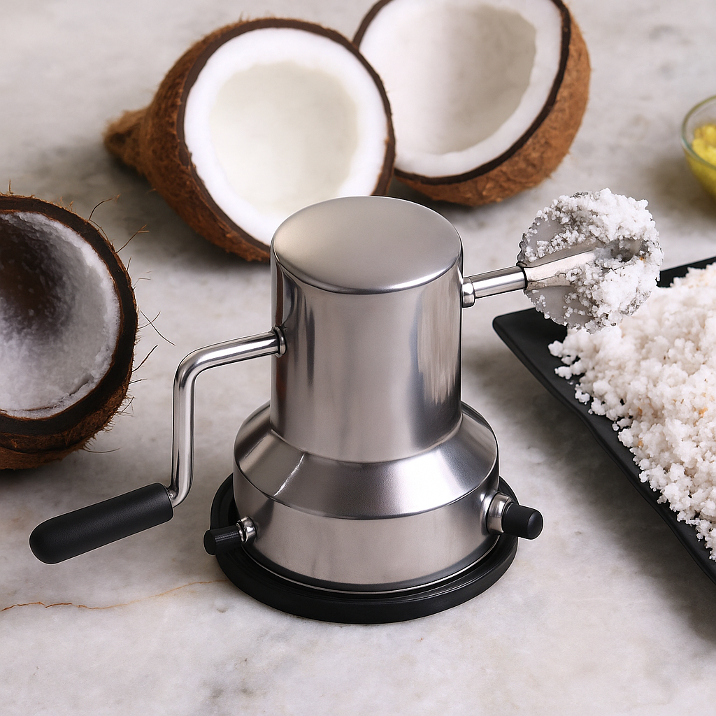 Steel Coconut Scraper for Kitchen with Rotatable Handle