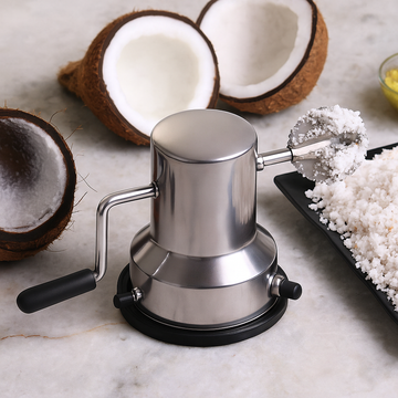 Steel Coconut Scraper for Kitchen with Rotatable Handle