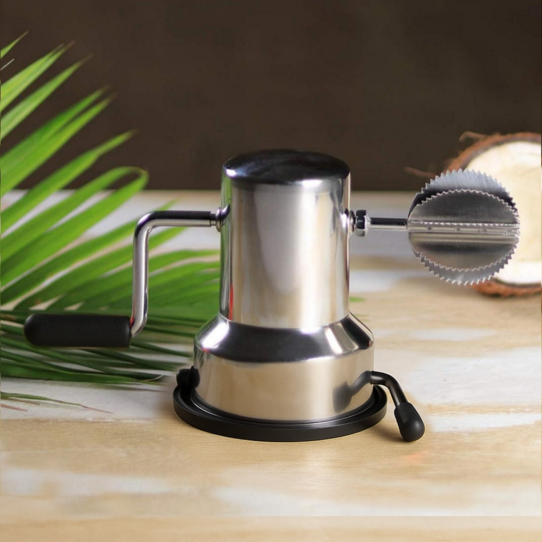 Steel Coconut Scraper for Kitchen with Rotatable Handle