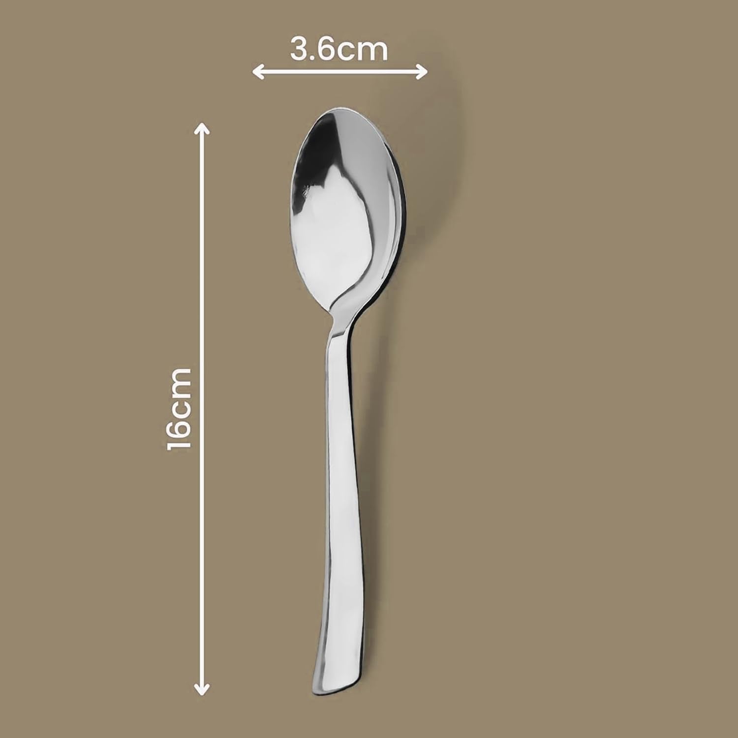 Stainless Steel Spoons Set of 12 | 16cm Dinner Spoons | Food Grade Silverware for Home Kitchen Dining | Mirror Polished Rustproof Cutlery | Reusable Table Spoons | Elegant Silver Finish | Spoon Set
