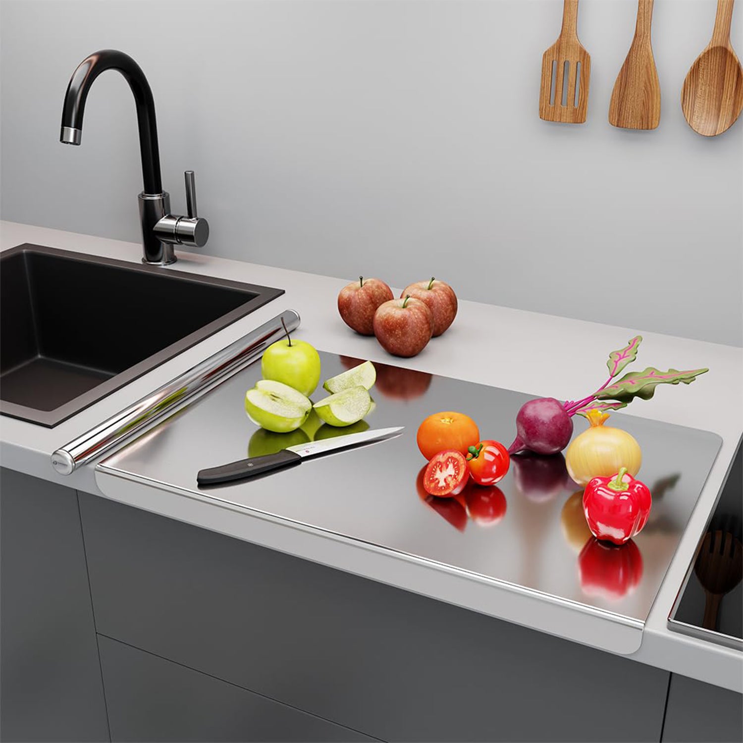 Large Countertop Stainless Steel Chopping Board for Kitchen,Fruit and Vegetable Cutting & Chopping Board (Pack of 1)