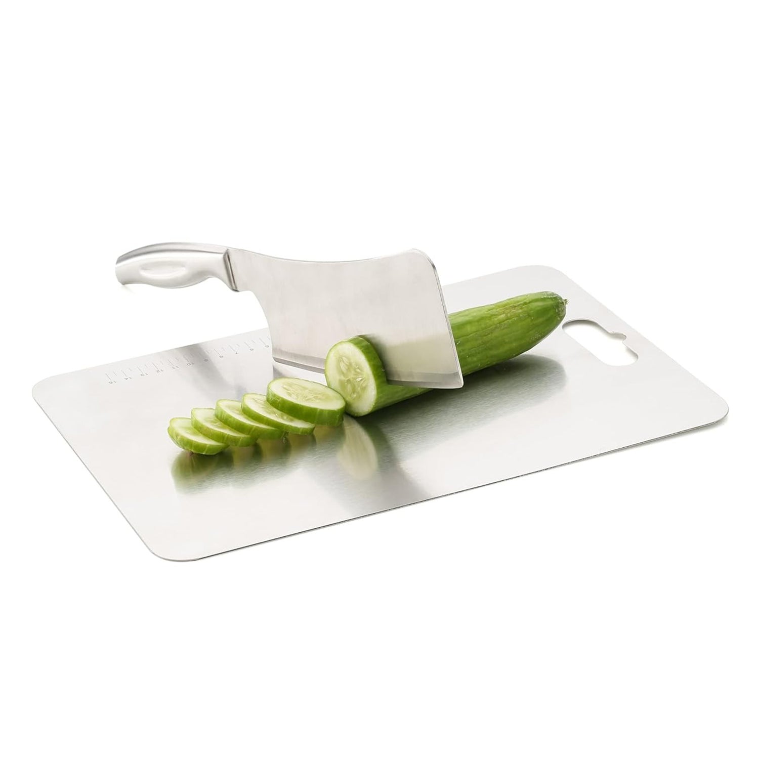 Large Stainless Steel Chopping Board for Kitchen | Vegetable & Fruit Cutting Board | Heavy Duty Metal Cutting Board | Rustproof, Durable & Hygienic Food Grade Board (Pack of 1, Silver)