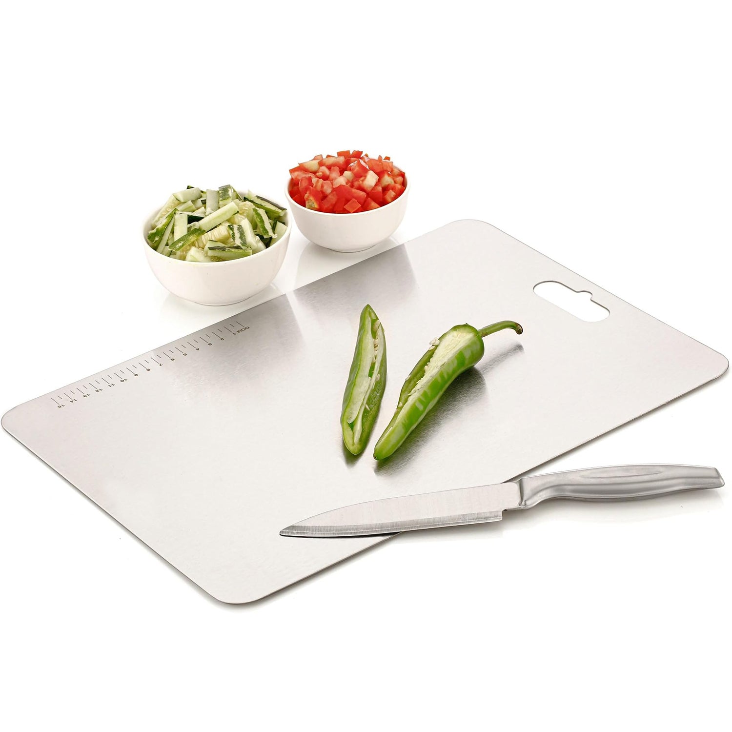 Large Stainless Steel Chopping Board for Kitchen | Vegetable & Fruit Cutting Board | Heavy Duty Metal Cutting Board | Rustproof, Durable & Hygienic Food Grade Board (Pack of 1, Silver)