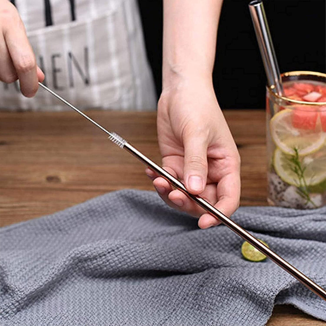 Reusable Stainless Steel Straws for Drinking | BPA-Free Metal Straws 8.5 Inch | 4 Bent + 4 Straight + 2 Brush  – Pack of 10