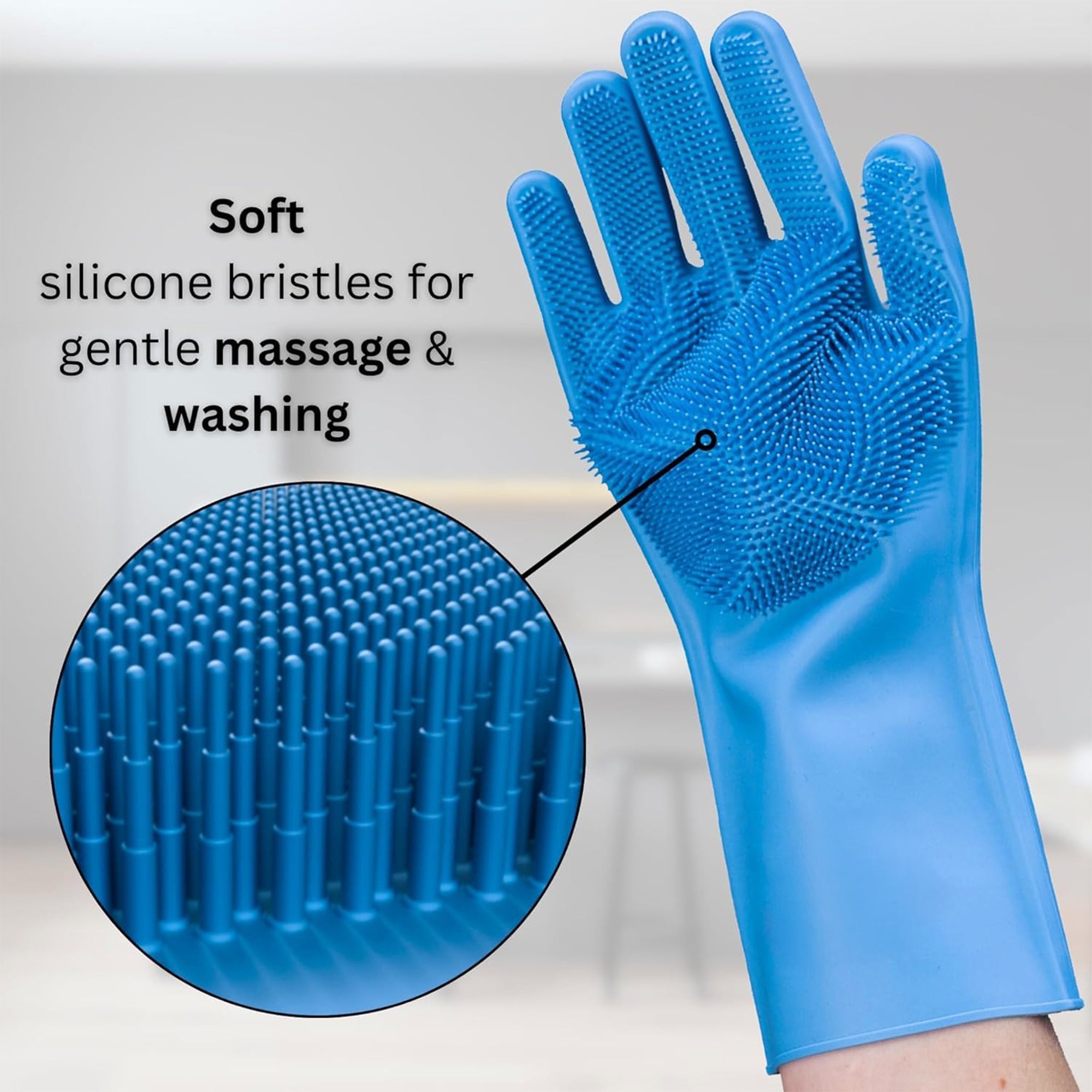 Silicone Heat Resistant Scrubber Gloves for Cleaning, Washing, Scrubbing Dishwashing Gloves for Kitchen - 1 Pair (Assorted)