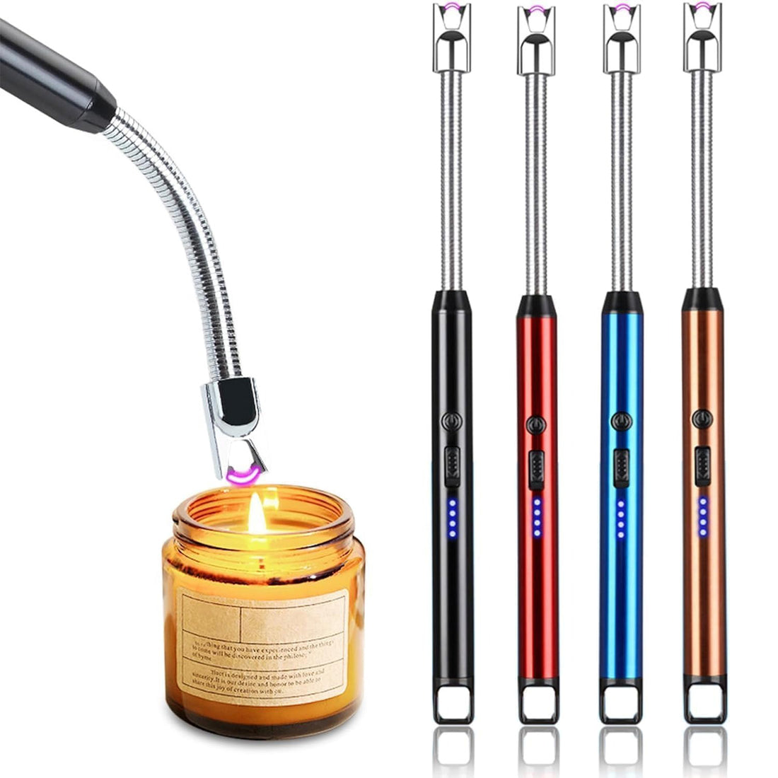 Rechargeable Electric Gas Lighter for Kitchen | Multipurpose USB C-Type Lighter for Gas Stove, Candles & Pooja | 360° Flexible, Windproof & Flameless Kitchen Tool | 1 Year Warranty – Black