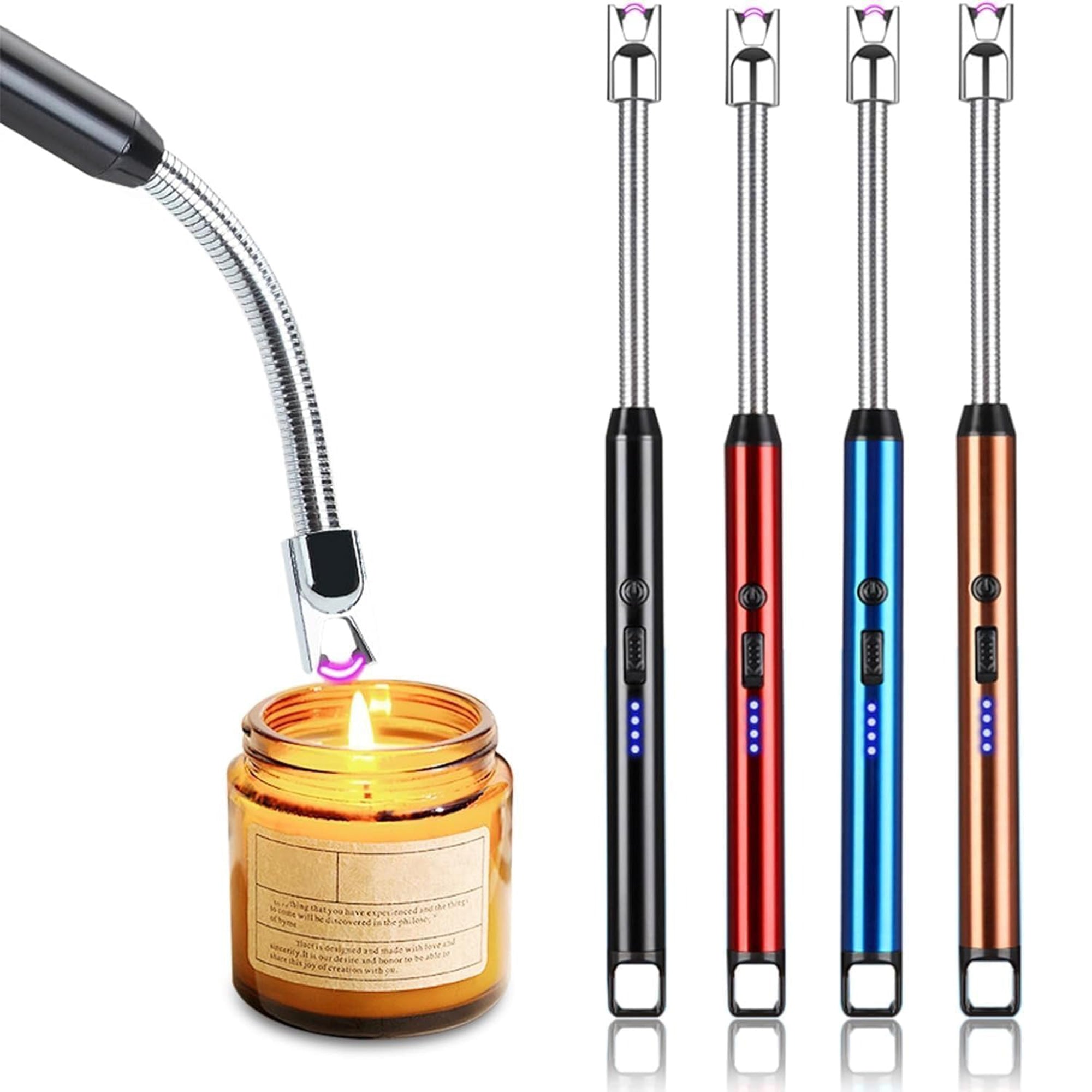 Rechargeable Electric Gas Lighter for Kitchen | Multipurpose USB C-Type Lighter for Gas Stove, Candles & Pooja | 360° Flexible, Windproof & Flameless Kitchen Tool | 1 Year Warranty – Black