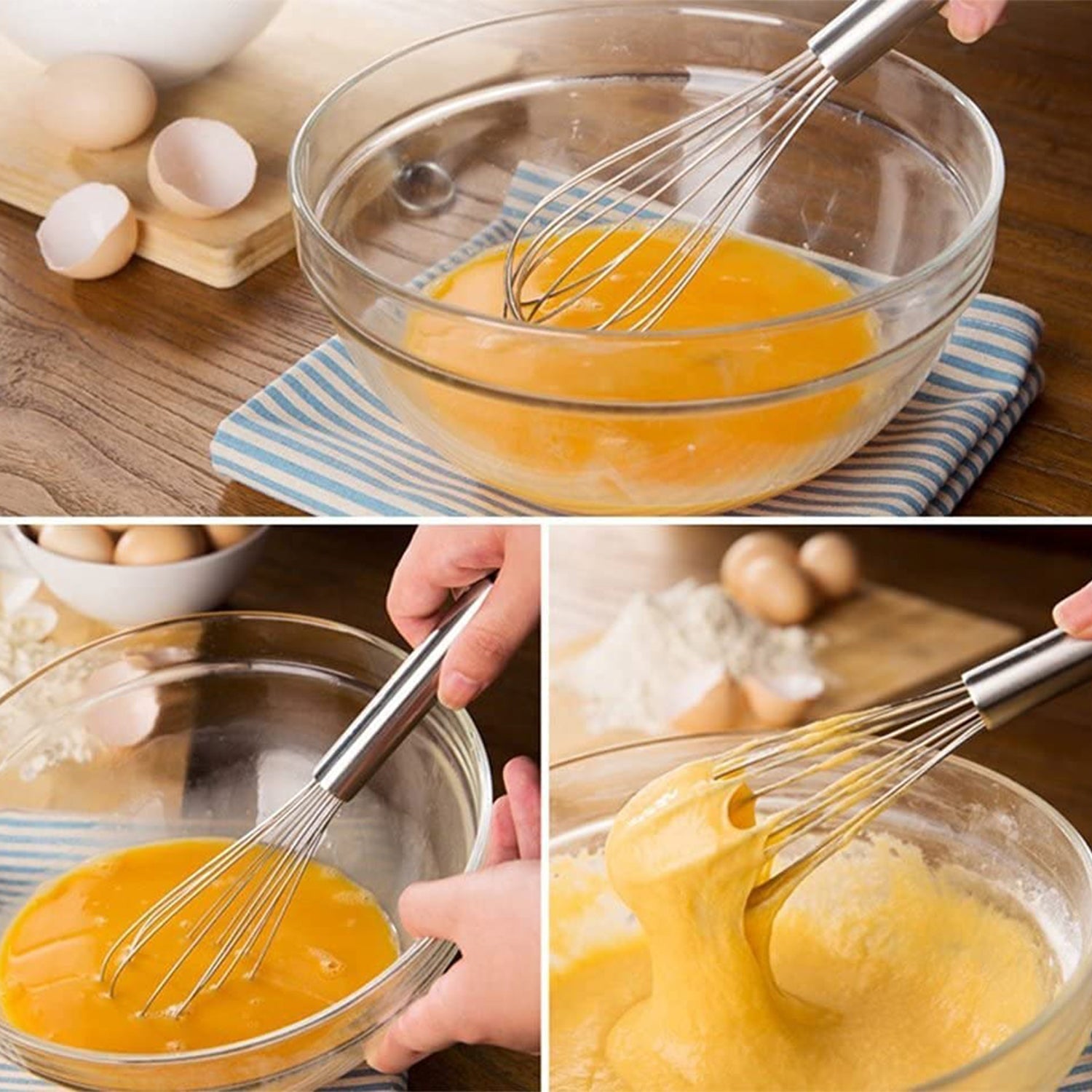 Stainless Steel Hand Whisk 11 Inch Wire Blender for Cooking, Mixing, Beating, Whisking, Stirring | Heavy Duty Kitchen Utensil for Eggs, Cream, Batter, Milk Frother, Baking & Cooking Tools (Silver, CHW1)