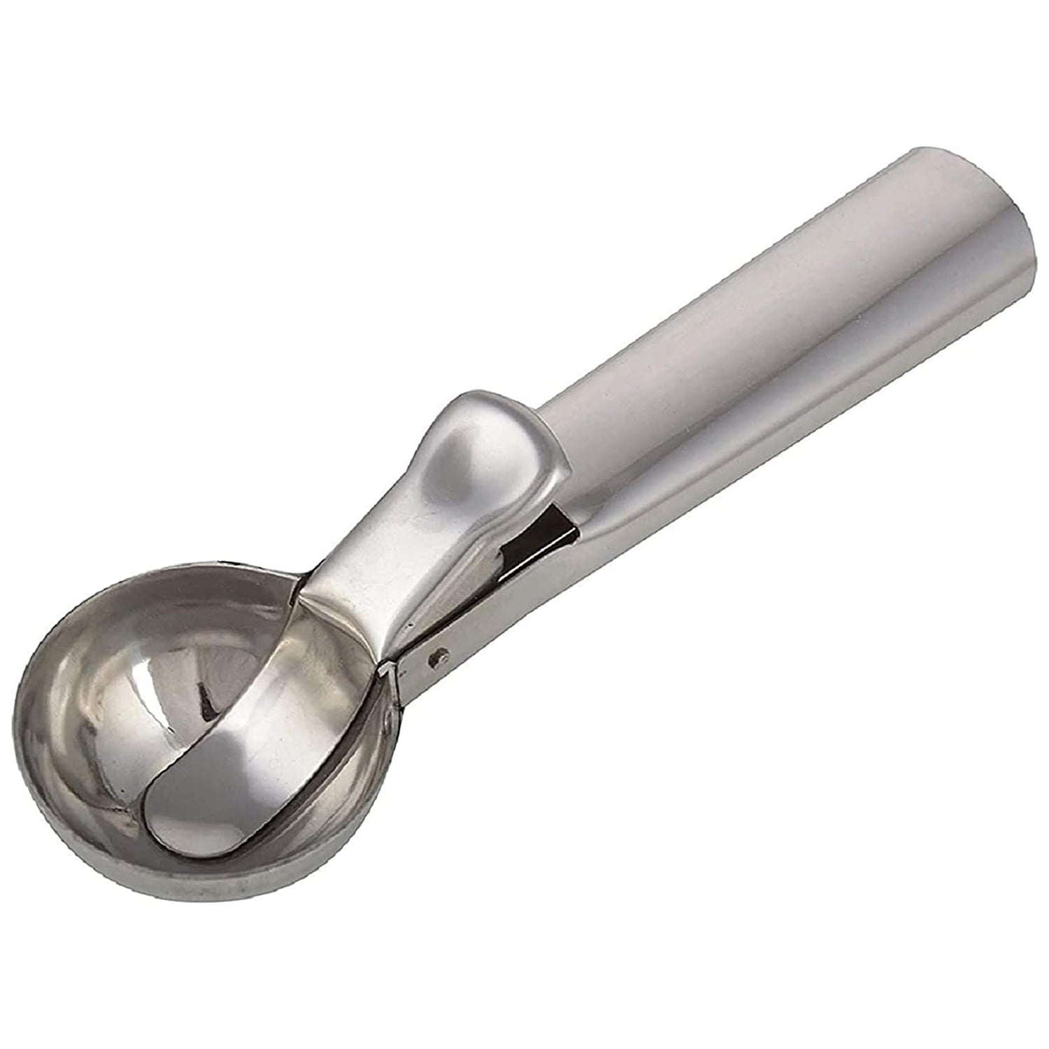 Stainless Steel Ice Cream Scoop with Spring Trigger Release | Heavy Duty Silver Ice Cream Spoon for Kitchen, Fruit, Cookie Dough, Melon Baller, Dessert & Baking Tools | Durable & Rustproof