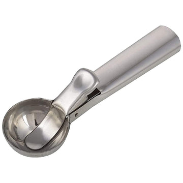Stainless Steel Ice Cream Scoop with Spring Trigger Release | Heavy Duty Silver Ice Cream Spoon for Kitchen, Fruit, Cookie Dough, Melon Baller, Dessert & Baking Tools | Durable & Rustproof
