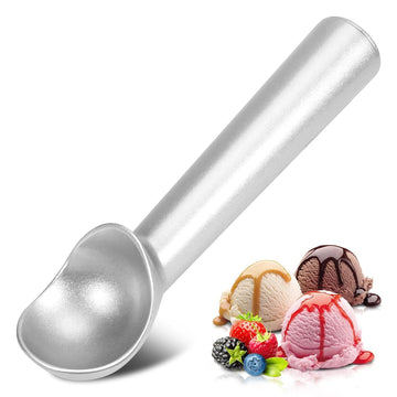 Ice Cream Scoop 7 Inch Nonstick Aluminium Scooper Spoon | Heavy Duty Anti-Freeze Ice Cream Scooper for Kitchen | One Piece Durable Design | Easy to Clean | Gelato, Sorbet, Cookie Dough Spoon (Silver)