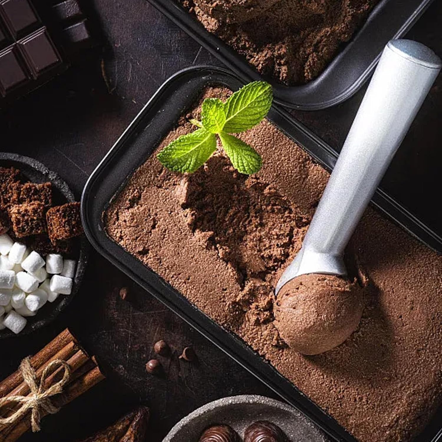 Ice Cream Scoop 7 Inch Nonstick Aluminium Scooper Spoon | Heavy Duty Anti-Freeze Ice Cream Scooper for Kitchen | One Piece Durable Design | Easy to Clean | Gelato, Sorbet, Cookie Dough Spoon (Silver)