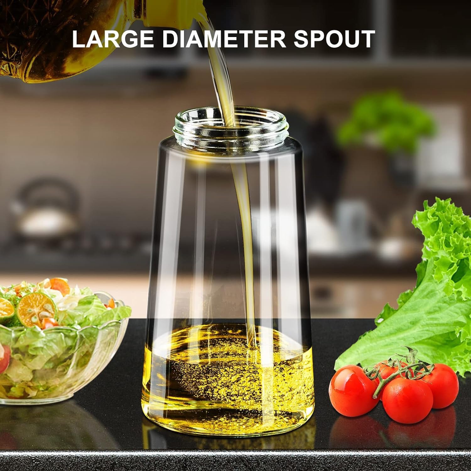 Glass Oil Sprayer & Dispenser Bottle 500ml | 2-in-1 Oil Dispenser for Kitchen Cooking | Olive Oil, Vinegar, Sauce & Dressing Spray Bottle | Leakproof, Refillable, Transparent Oil Container (Black)