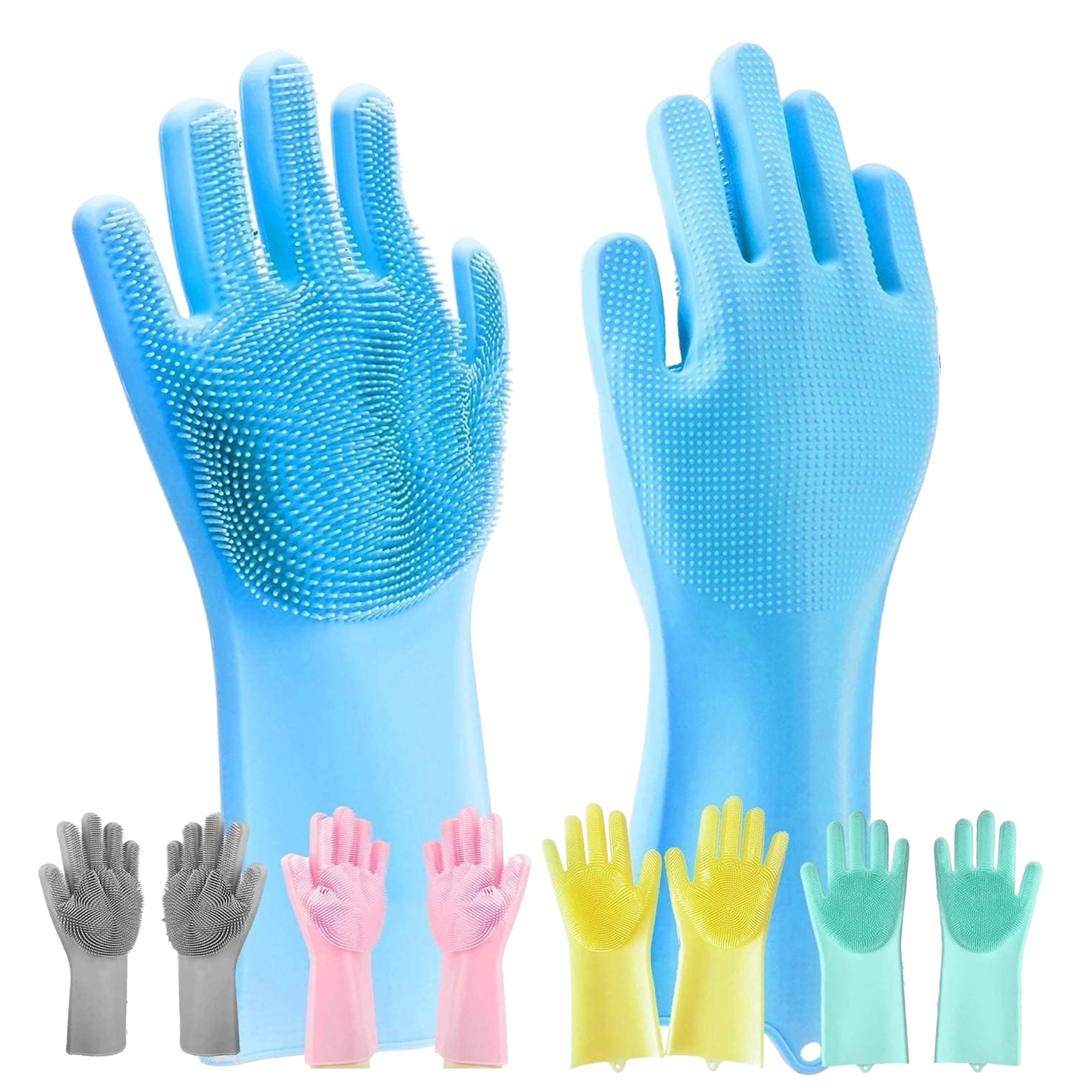 Silicone Heat Resistant Scrubber Gloves for Cleaning, Washing, Scrubbing Dishwashing Gloves for Kitchen - 1 Pair (Assorted)