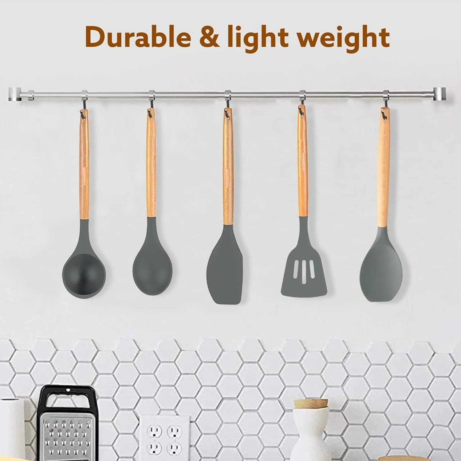 Silicone Spatula Set of 5 | Heat Resistant Flexible Spatula for Cooking, Baking & Mixing | Non-Stick Kitchen Utensils for Cookware | BPA Free, Seamless Design, Durable & Easy to Clean (Royal Grey)