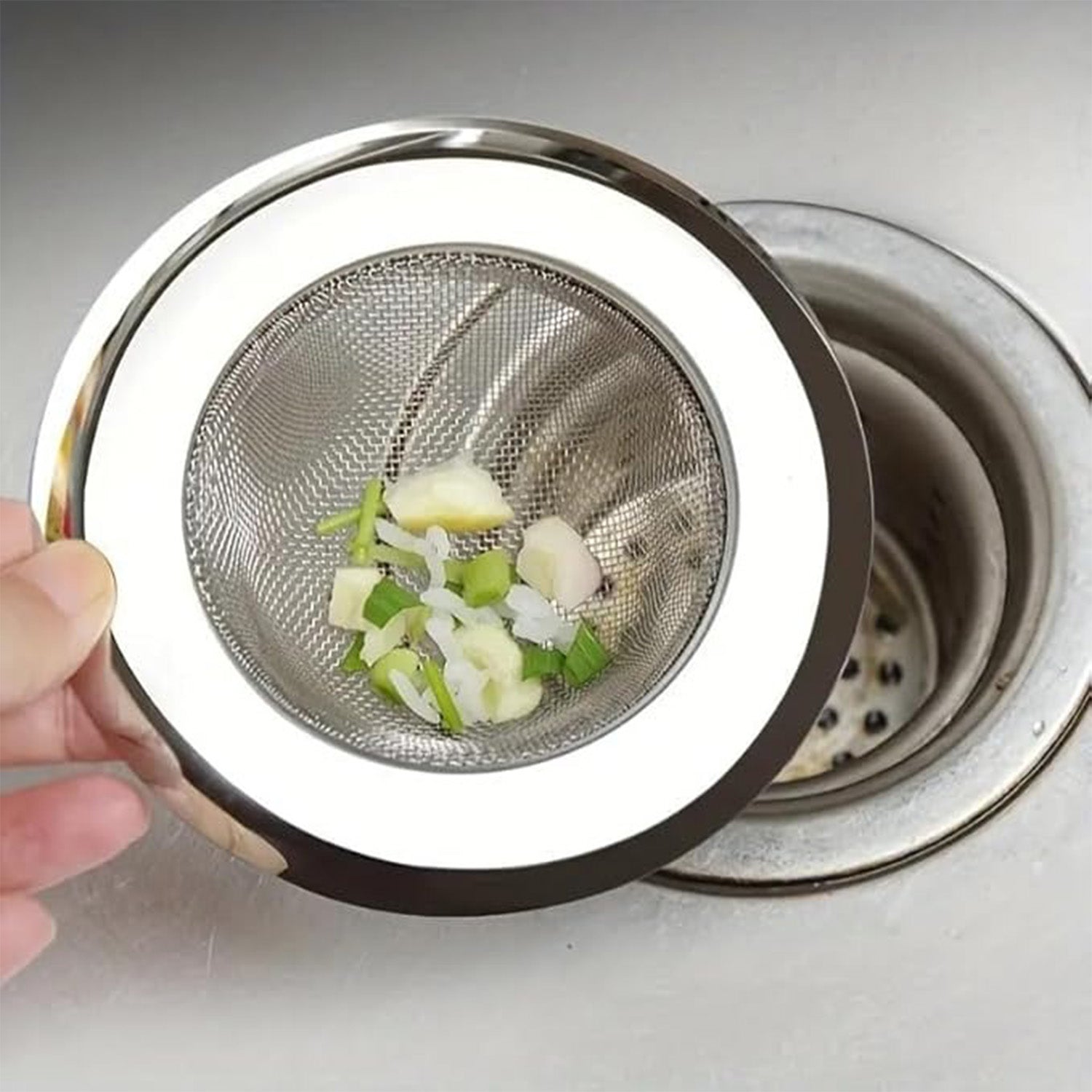 Stainless Steel Sink Strainer Basket | Kitchen Drain Filter Stopper Drainer Jali | Anti-Clog Mesh | Easy Clean | Durable Rustproof | Universal Fit 10x10 mm | Home & Kitchen Essentials | Water Drain Guard
