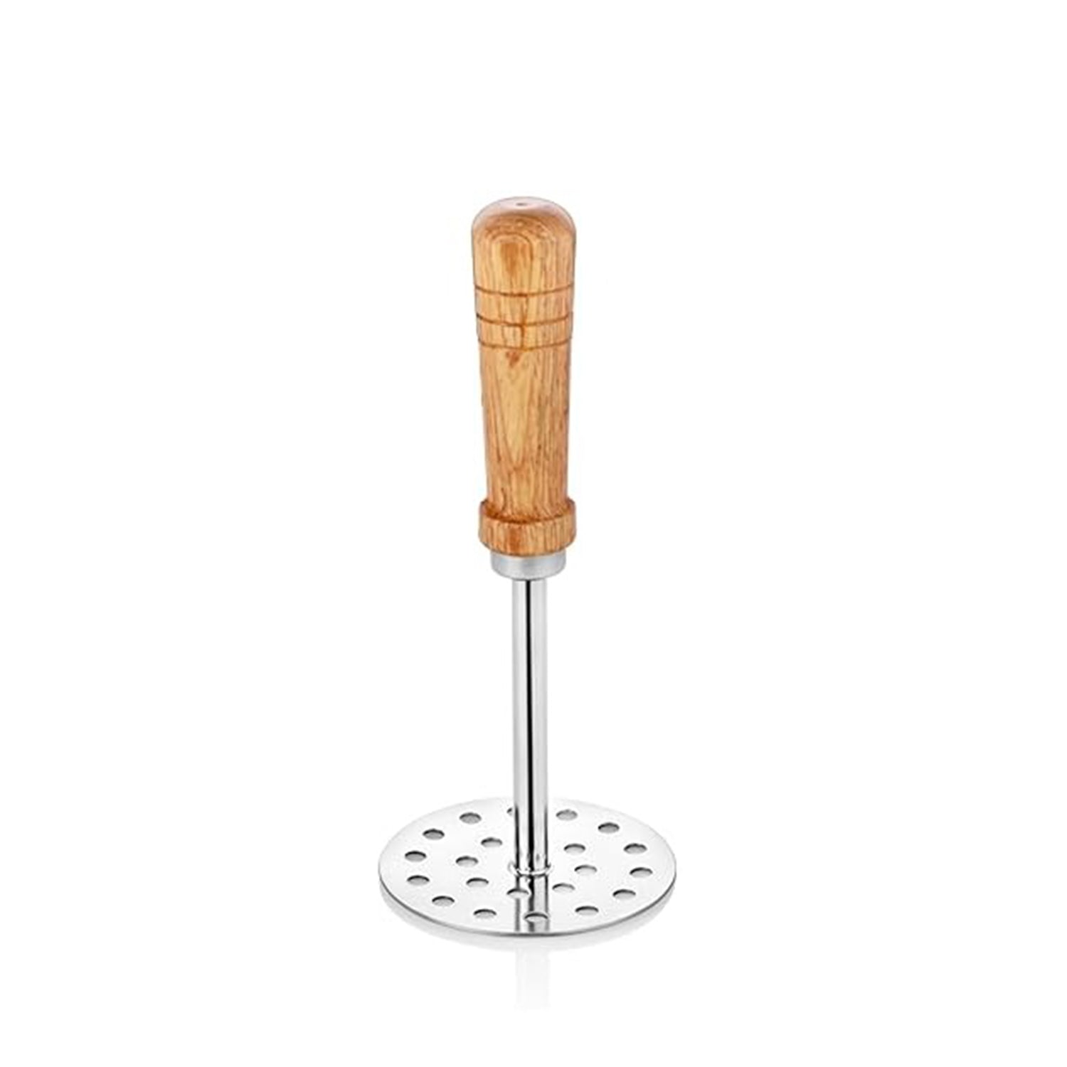 Stainless Steel Potato Masher with Wooden Handle – Size 3, 8.3 cm Diameter | Best for Mashing Potatoes, Vegetables, Pav Bhaji, Baby Food | Heavy Duty Kitchen Smasher | Easy Grip & Rustproof Essential