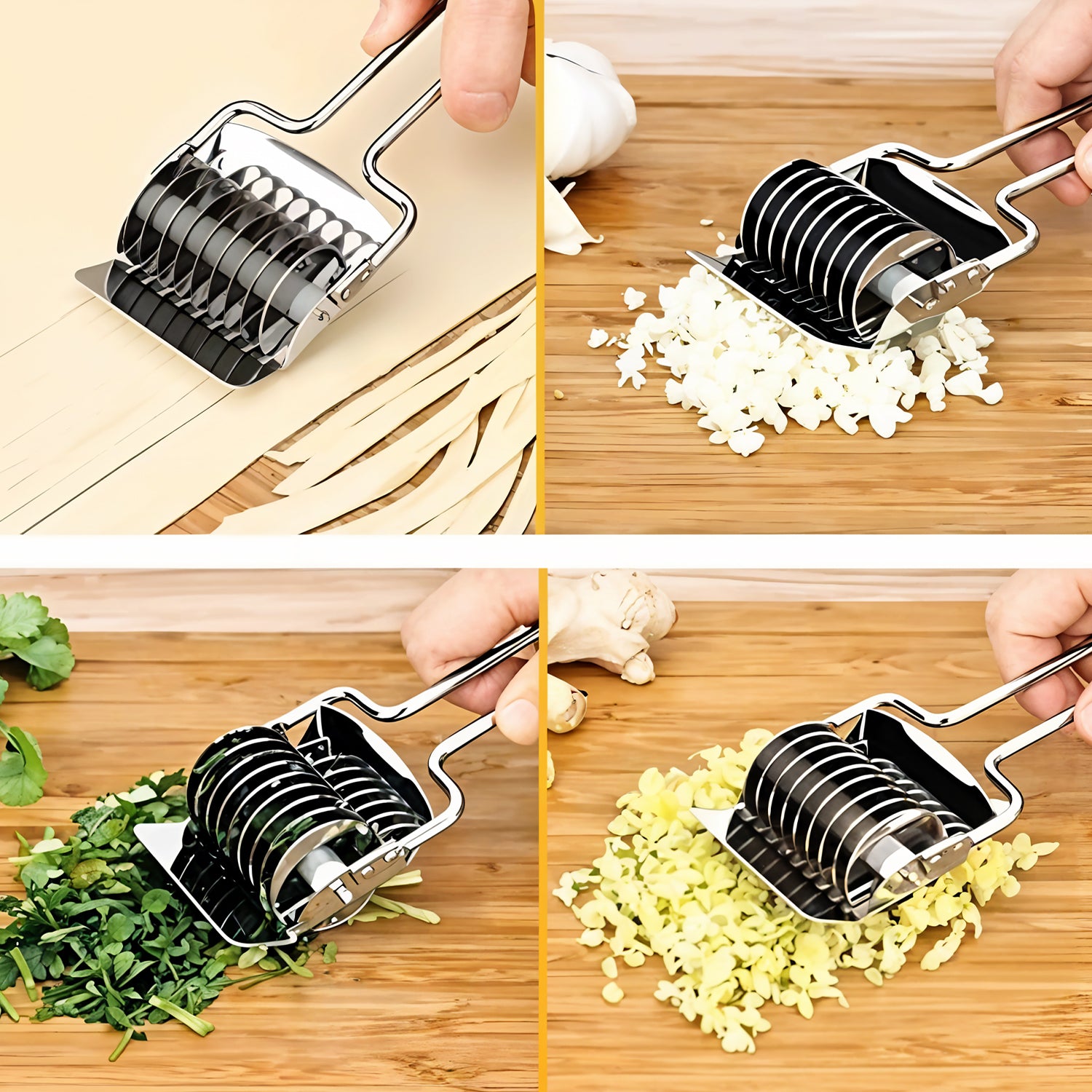 Stainless Steel Pasta Noodle Cutter – High Grade Stainless Steel Spaghetti Maker, Noodle Lattice Roller, Dough Cutter Mincer, Kitchen Cooking Tools for Homemade Pasta, Fresh Noodles, Easy & Durable