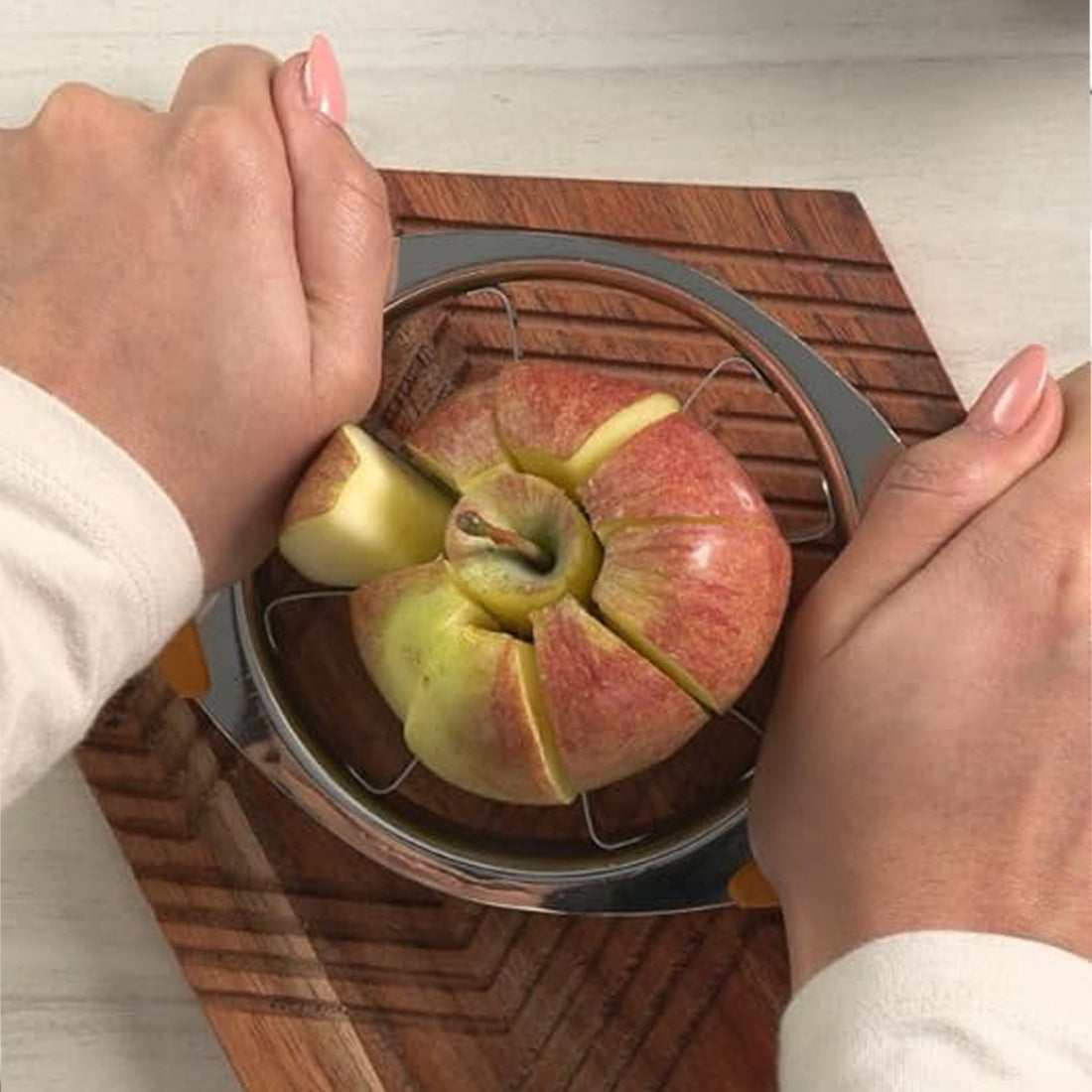 Stainless Steel Apple Cutter with 8 Blades – Easy Apple Slicer & Corer, Fruit Cutting Tool for Kitchen, Effortlessly Slice Apples, Pears & Fruits, Durable Home Use, Quick Prep, Safe & Easy Cleaning