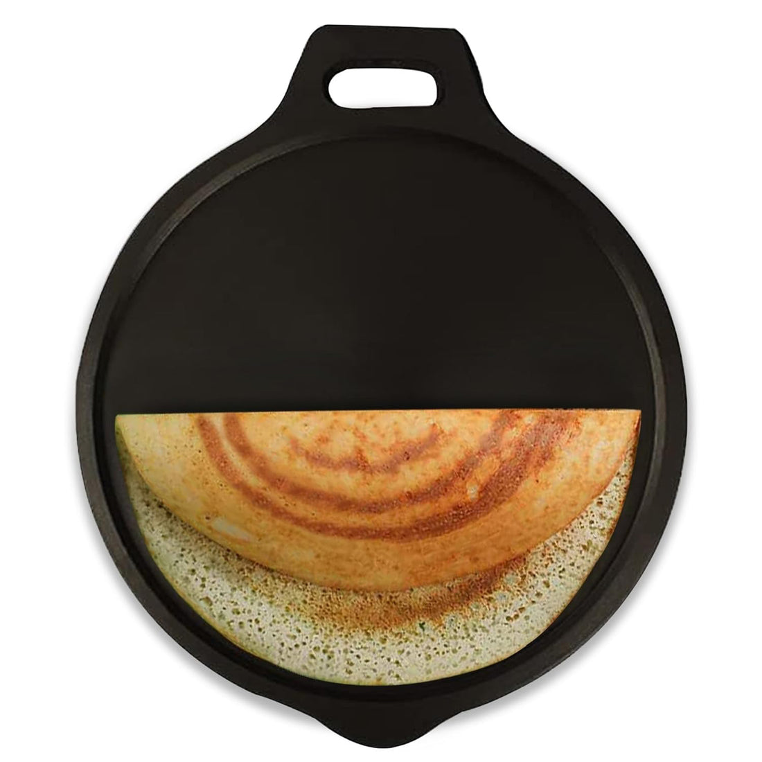 Iron Tawa for Dosa, Chapathi & Roti – 29cm Heavy Duty 2.7kg, Non-Stick Pre-Seasoned Cast Iron, Gas & Induction Stove Compatible, Long-Lasting, Toxin-Free, Chemical-Free, Black Indian Kitchen Essential