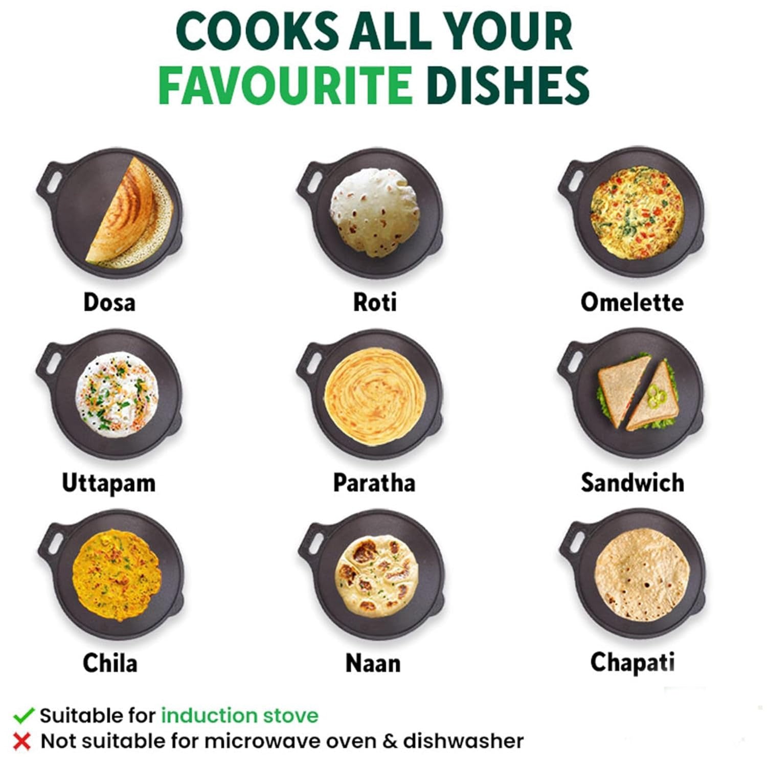 Iron Tawa for Dosa, Chapathi & Roti – 29cm Heavy Duty 2.7kg, Non-Stick Pre-Seasoned Cast Iron, Gas & Induction Stove Compatible, Long-Lasting, Toxin-Free, Chemical-Free, Black Indian Kitchen Essential